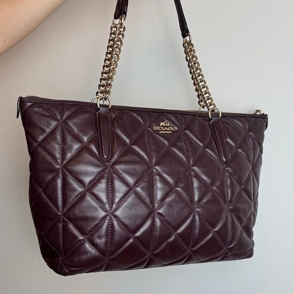 Coach Women's Burgundy and Brown Bag - Picture 1 of 7
